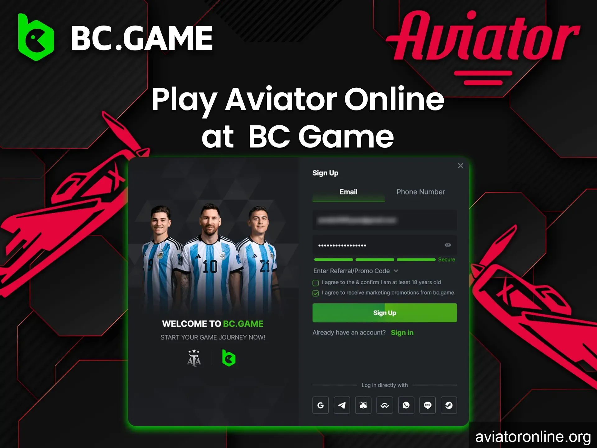 You can play Aviator online only after registering on the BC Game website.