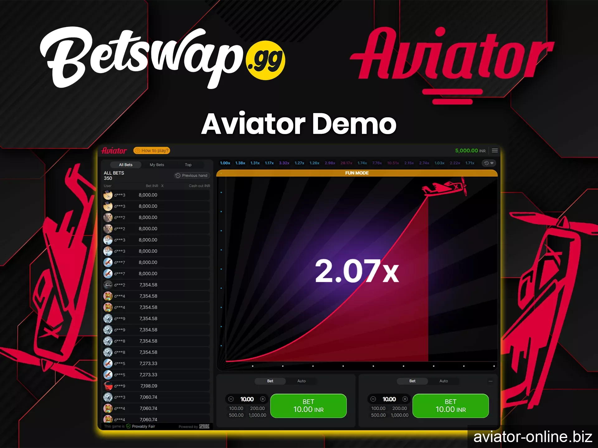 In order to familiarize yourself with the mechanics of Aviator, Betswap offers a demo version of the game.