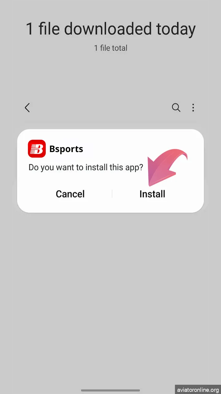 Go to Downloads and start installing the Bsports app.