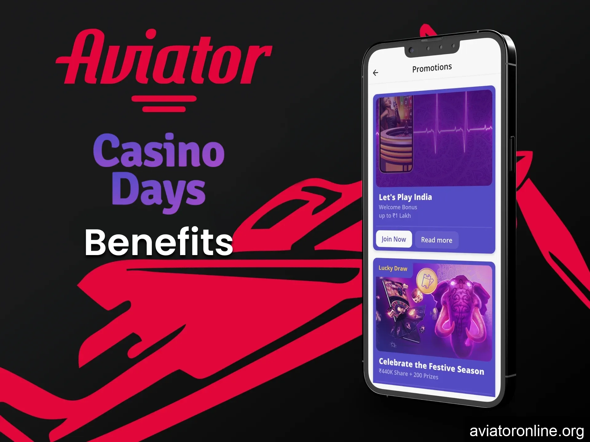 The Casino Days app has many advantages and bonuses for playing Aviator.