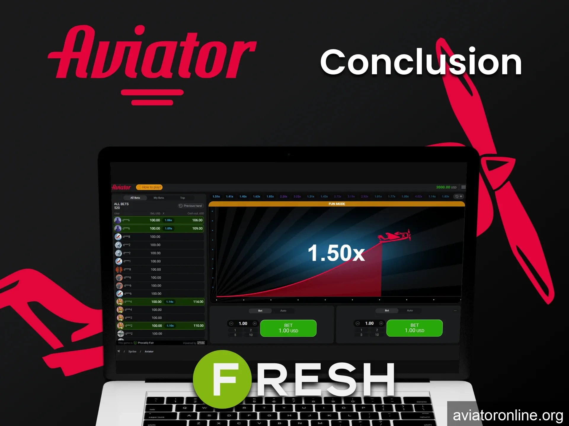 Fresh Casino is ideal for playing Aviator.