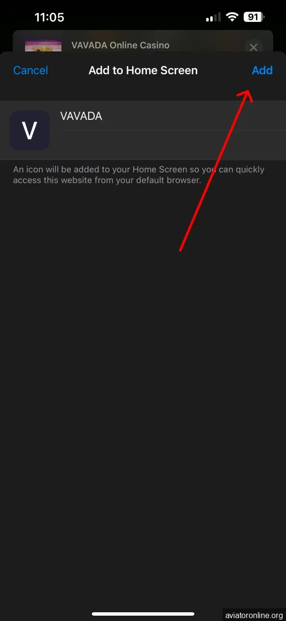 Now you can add the Vavada app to iOS.