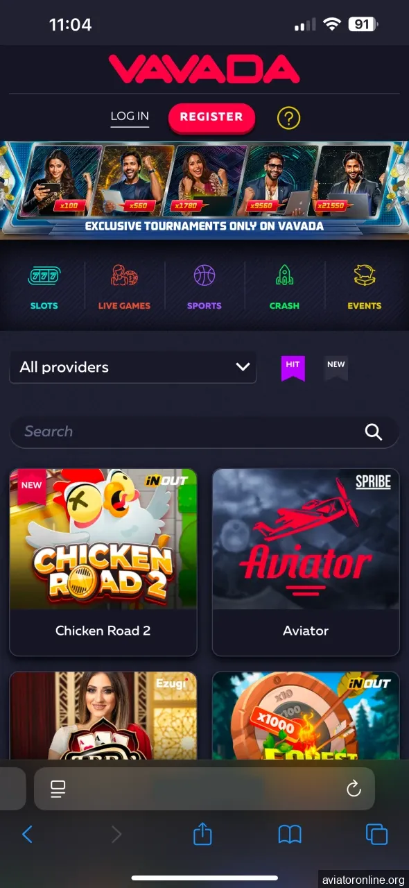 Click the share button to download the Vavada app on iOS.