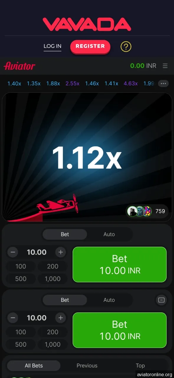 Launch Aviator in the Vavada application.