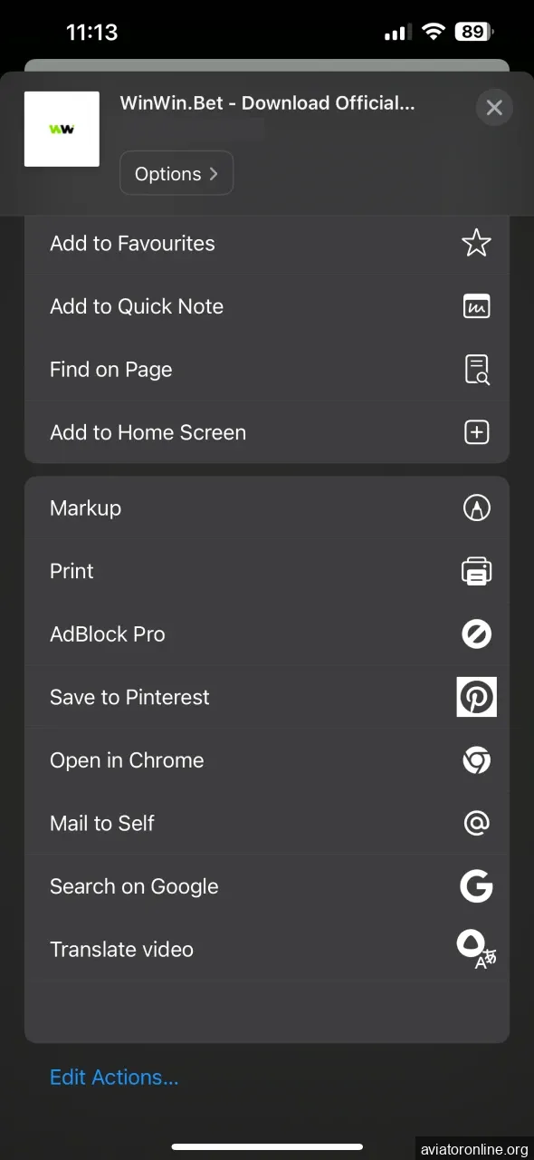 Swipe up to add the WinWin app to your iOS home screen.
